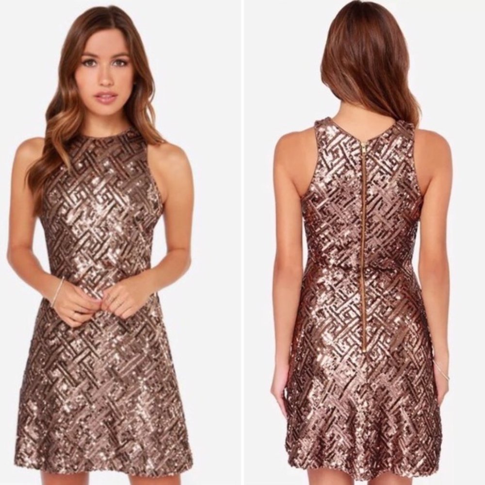Dress the Population Mia Bronze Sequin Dress